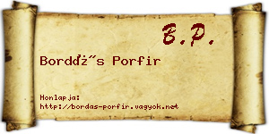 Bordás Porfir névjegykártya